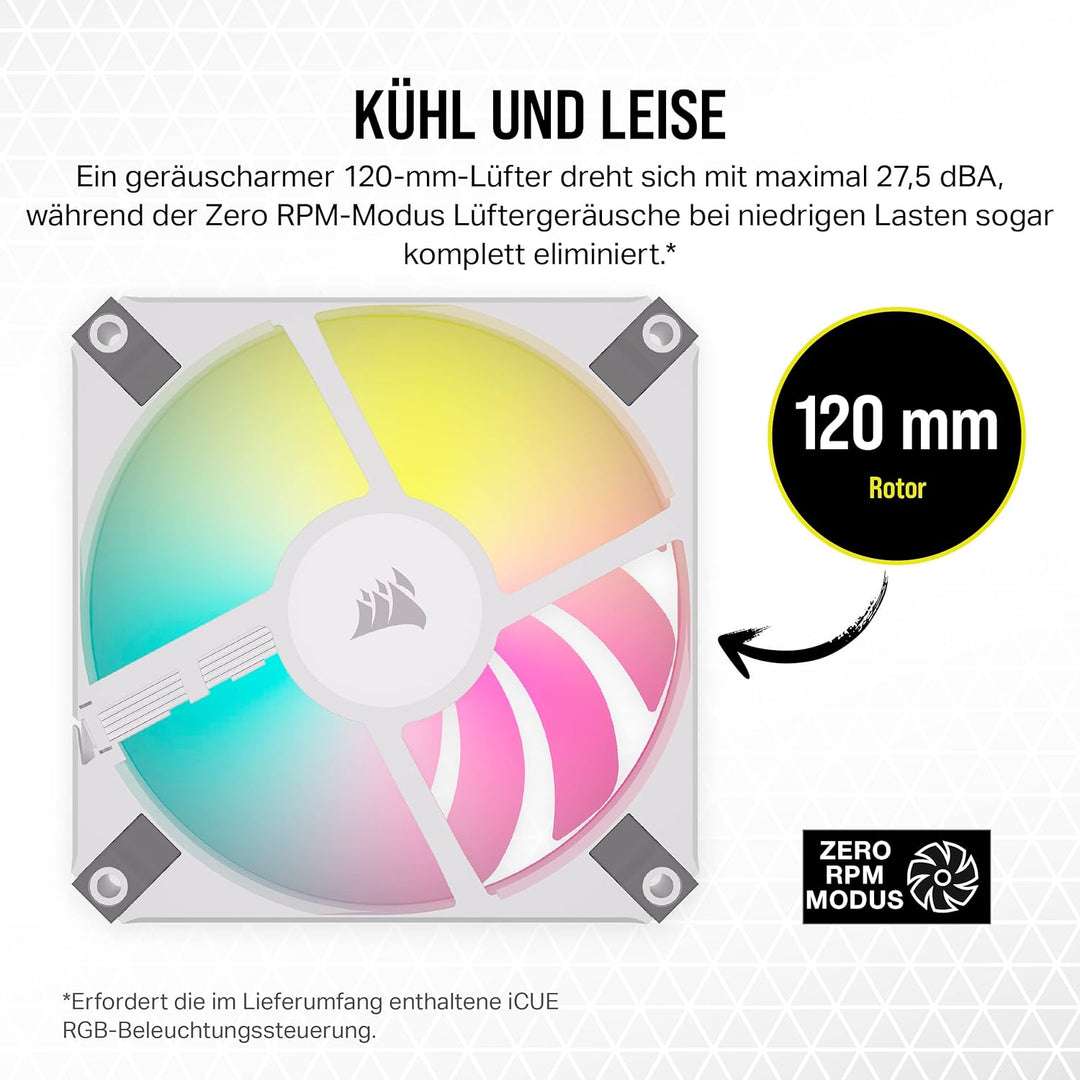 Corsair AF120 RGB Slim, 120-mm-PWM-Lüftersatz Mit Dynamischem Lager - Dünnes Profil Für Kleine Gehäu