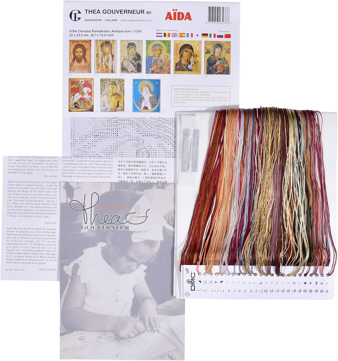 Thea Gouverneur - Kreuzstich-Set - Christus Pntokrator - Aida - 18 Count - Für Erwachsene - 476A, 47