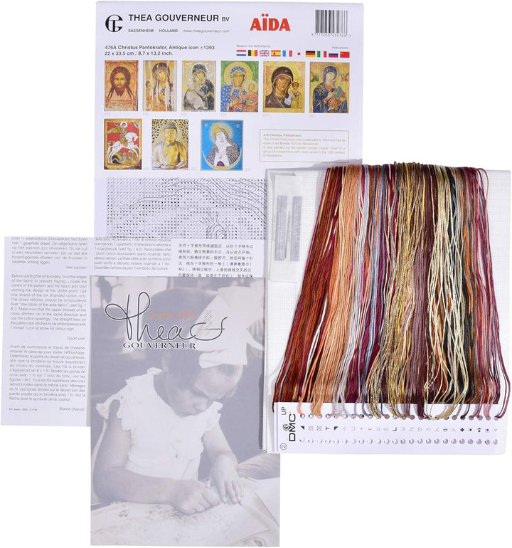 Thea Gouverneur - Kreuzstich-Set - Christus Pntokrator - Aida - 18 Count - Für Erwachsene - 476A, 47