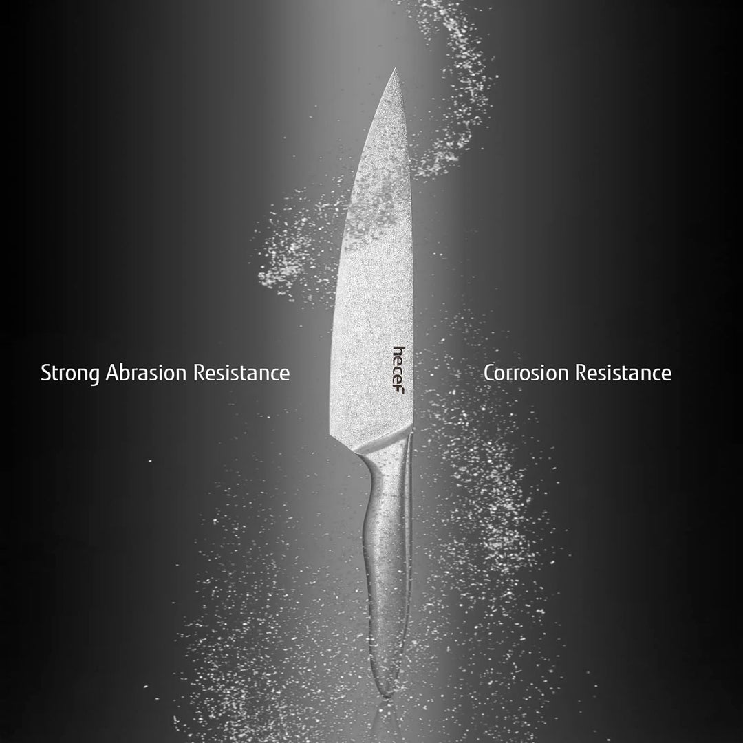 hecef 5 Teilig Scharfe Messer Set con Reisetasche, Küchenmesser Set Edelstahl - Ein Stück Geschmiede