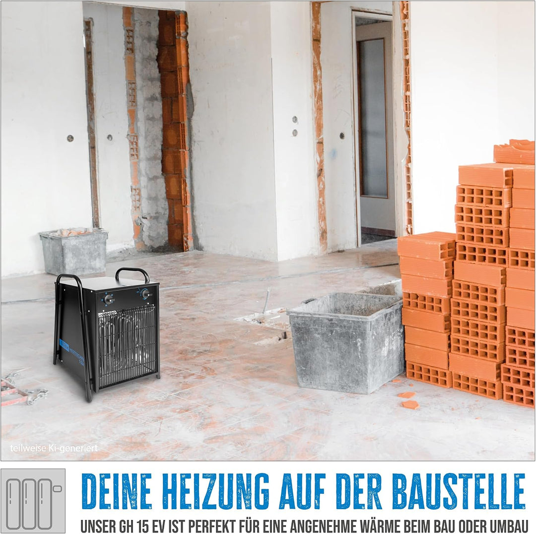 Güde 85014 Elektroheizer GH 15 EV, 15 kW, 400 V, Schwarz Single, Single