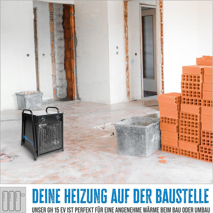 Güde 85014 Elektroheizer GH 15 EV, 15 kW, 400 V, Schwarz Single, Single