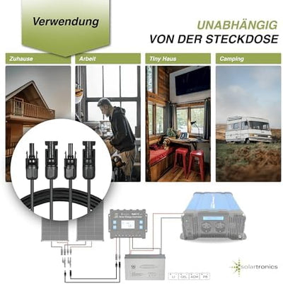 solartronics Verlängerungskabel 6mm² Solarkabel schwarz mit Stecker beidseitig für Solarmodule PV GA