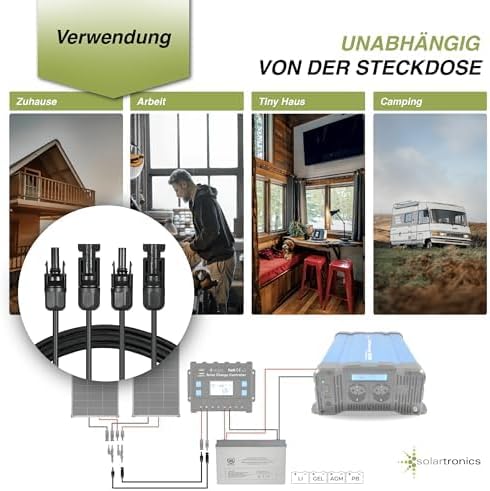 solartronics Verlängerungskabel 6mm² Solarkabel schwarz mit Stecker beidseitig für Solarmodule PV GA