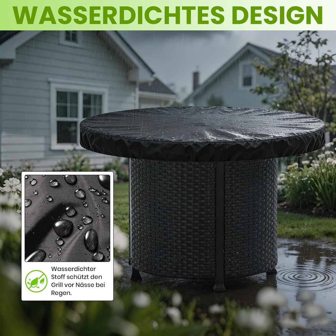 Feuerplatte Abdeckung, 600D Oxford PVC für ø100cm Feuerplatte mit Kordelzug, Rund Grillplatte Feuert