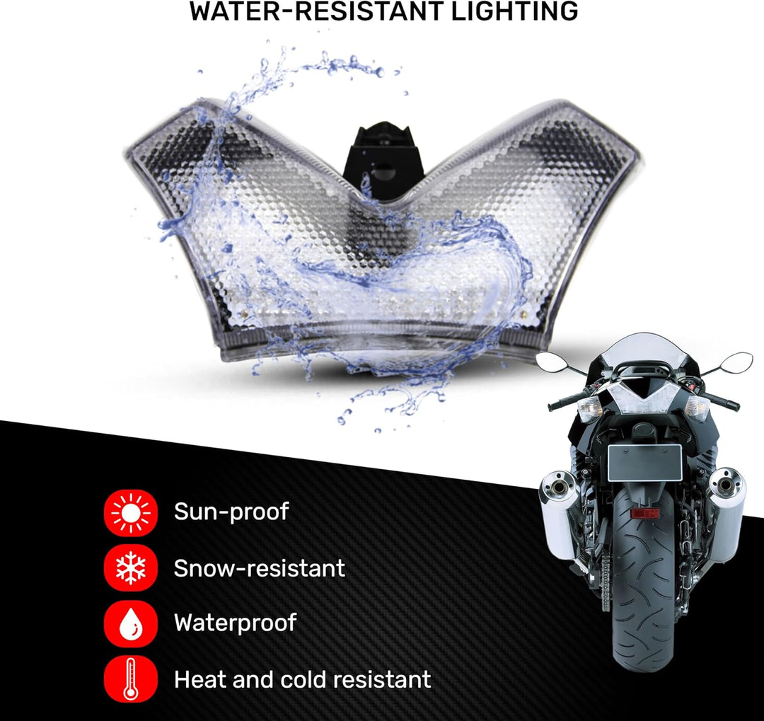 avdb-moto LED-Bremslicht mit integriertem Blinker kompatibel mit Kawasaki ZZR1400 2006/2016 (Getönt)