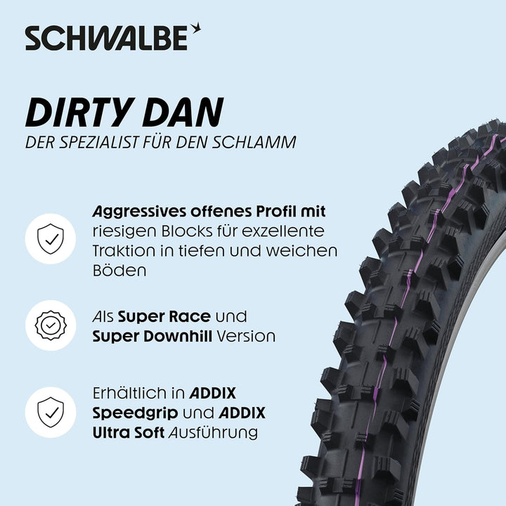 Schwalbe Dirty Dan Evo Faltreifen // 60-584 (27,5x2,35') Super Downhill Schwarz, Schwarz