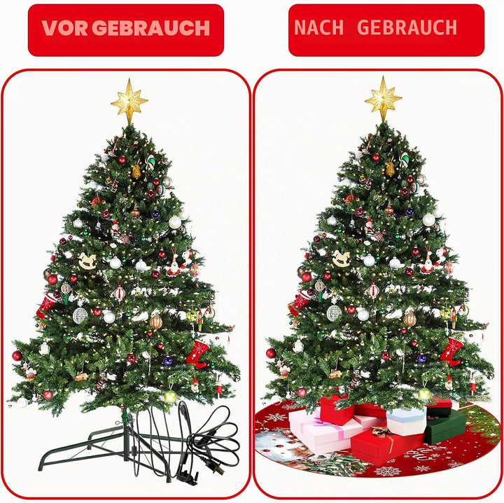 Shyllin Rot Weihnachtsbaum Decke, 120 cm Plüsch Weihnachtsbaum Rock,Christbaumdecke Rund, Weihnachts
