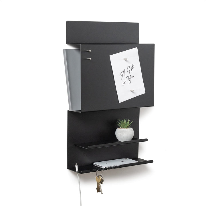 byde Wandorganizer Hepe aus Stahlstruktur. 30 x 9 x 49 cm 3-in-1 Wandregal mit Magnettafel und Magne