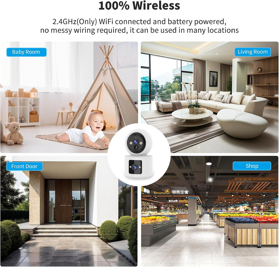 VSTARCAM Innen-Überwachungskamera mit Dual-Lens 8 GB Micro SD Karte, EIN TIPP Anruf, PIR Bewegungser