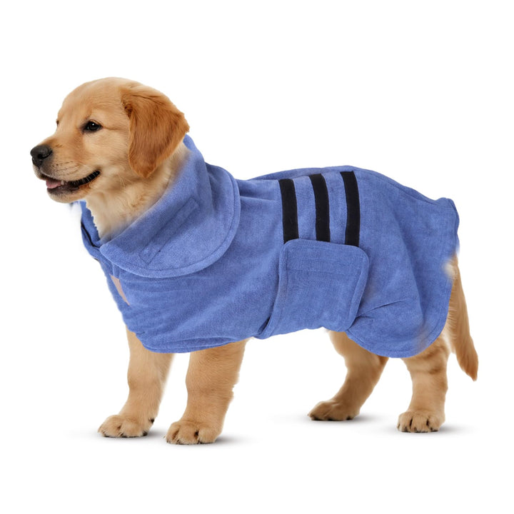 Nobleza Hundebademantel Mikrofaser mit Klettverschluss,Super saugfähig und schnell trocknend,Bademan
