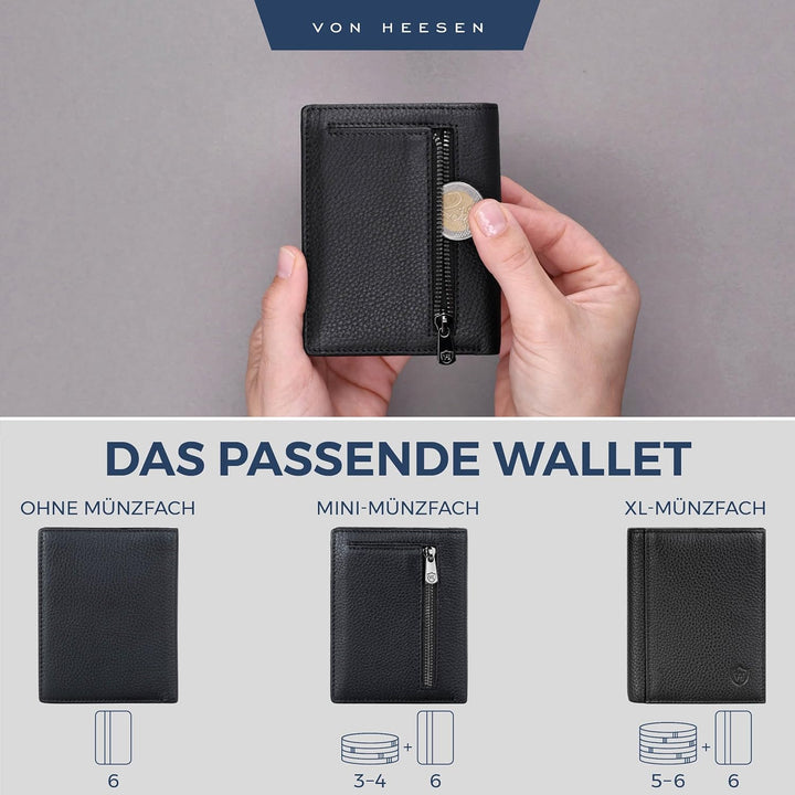Leder Geldbörse Herren mit Münzfach & RFID Schutz I Echtleder Geldbeutel für Männer & Damen I Portem