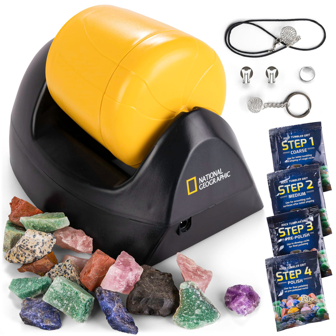 NATIONAL Geographic Starter Rock Metall, gummierter Schaft Tumbler Kit - Komplettes Steinpolierer-Se
