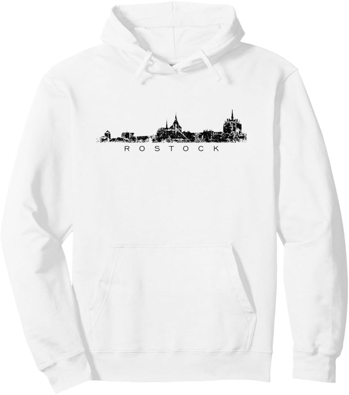 Rostocker Skyline (Vintage Schwarz) Rostock Pullover Hoodie