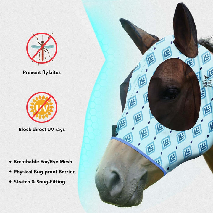 Harrison Howard Super Comfort Stretchy Fly Mask Large Eye Space with UV Protection Soft on Skin with