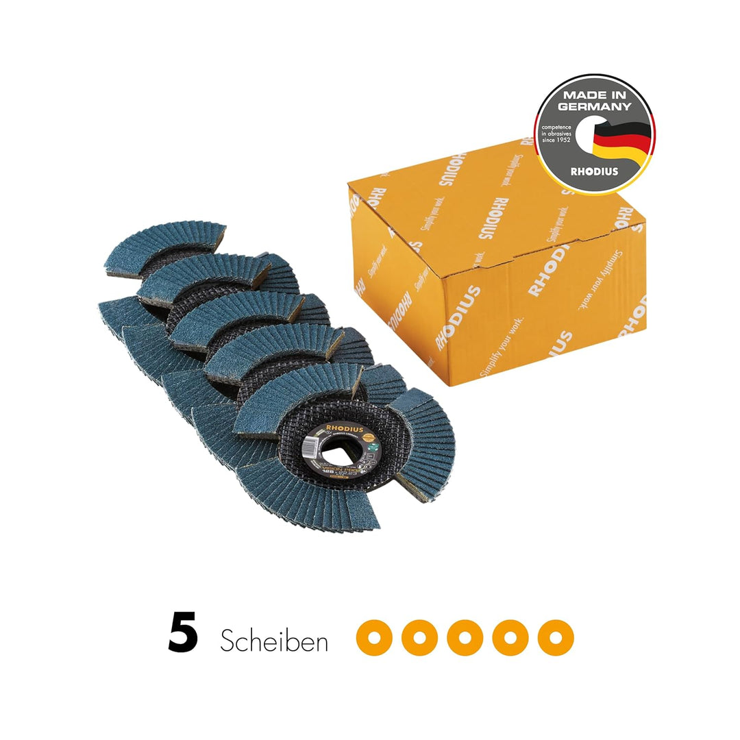 Fächerschleifscheibe VISION PRO | Ø 125 x 22,23mm Korn 60 schräg Ø125 K60 5 Stück, Ø125 K60 5 Stück