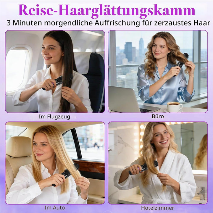 Tragbarer Stylingbürste, Stylingbürste für Kurze Haare, Glättbürste Kabellos mit 3 Temperaturen Vers
