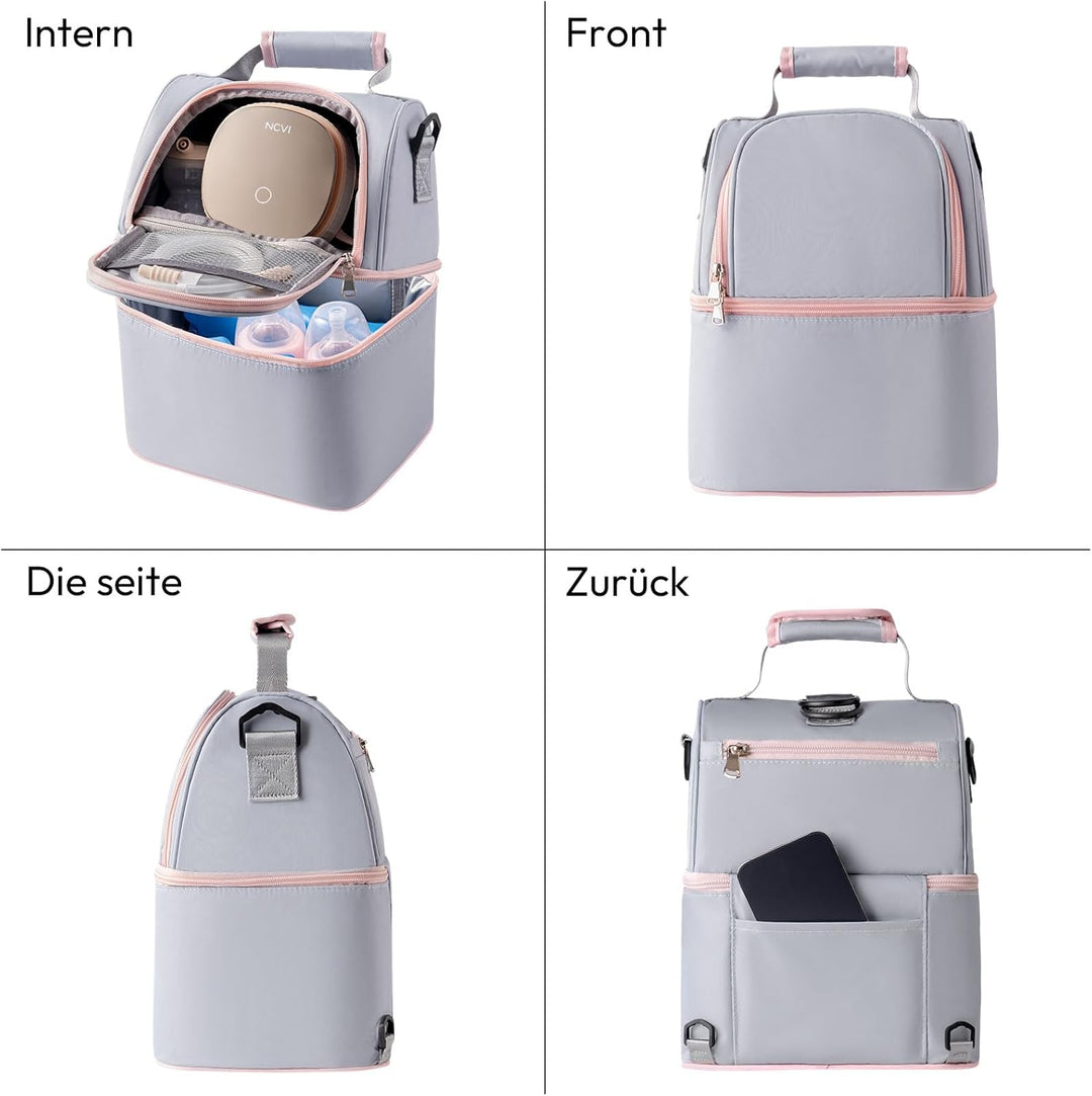 NCVI Muttermilch-Kühltasche mit integrierten Kühlakkus, Isoliertasche für 6 Baby-Flaschen bis zu 150