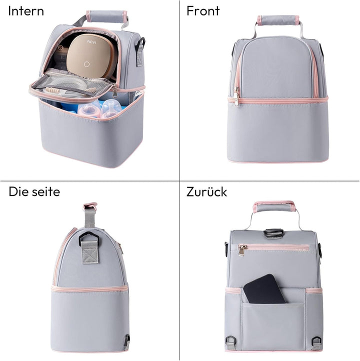 NCVI Muttermilch-Kühltasche mit integrierten Kühlakkus, Isoliertasche für 6 Baby-Flaschen bis zu 150