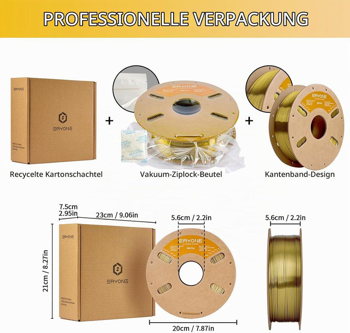 ERYONE Silk PLA Filament 1.75 mm, 3D Drucker Filament PLA Silk,+/- 0.03 mm, 1 kg/Spule, Seiden PLA B