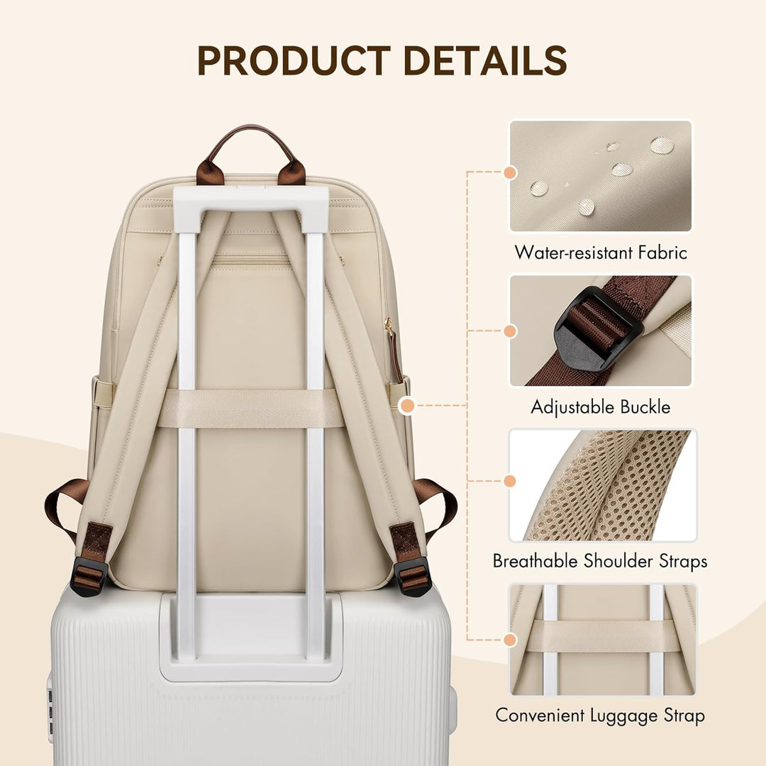 Rucksack Damen, 14 Zoll Stylischer Schultasche Herren mit Laptopfach, Grosser Reiserucksack Frauen W