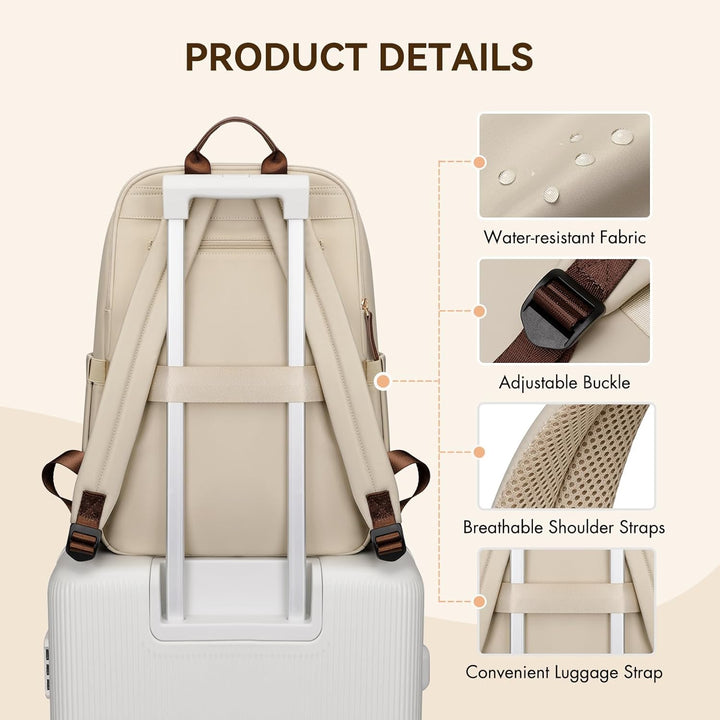 Rucksack Damen, 14 Zoll Stylischer Schultasche Herren mit Laptopfach, Grosser Reiserucksack Frauen W