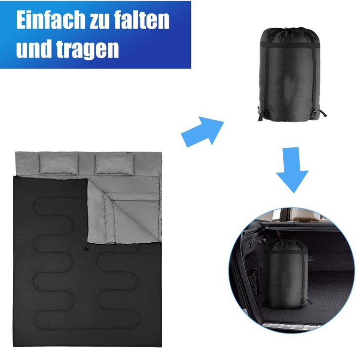 DREAMADE Doppel-Schlafsack, 2 in 1 Outdoor Schlafsack, Doppel Deckenschlafsack, Sommerschlafsack 2er