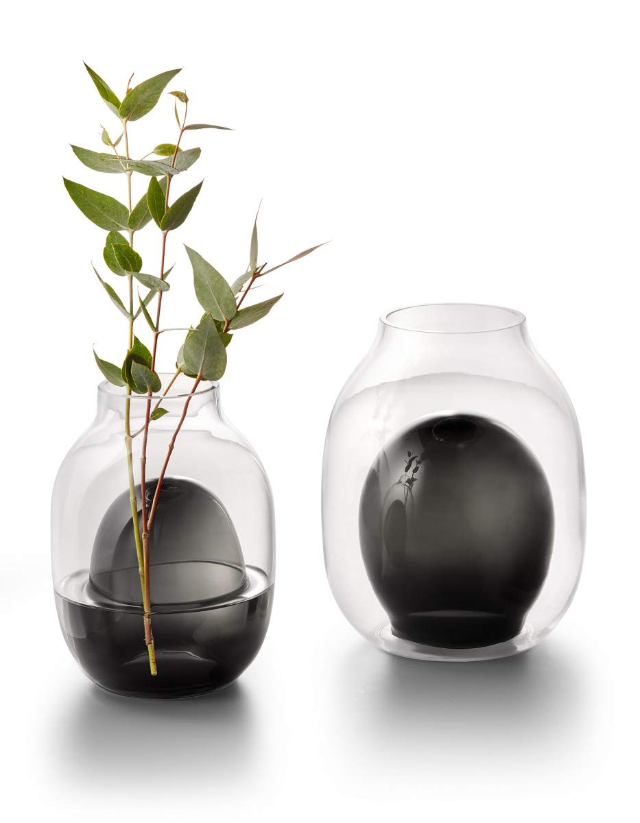 Philippi - Louisa Vase S - 19 cm (h) 14 x 14 x 19 cm Transparent / Schwarz, 14 x 14 x 19 cm Transpar