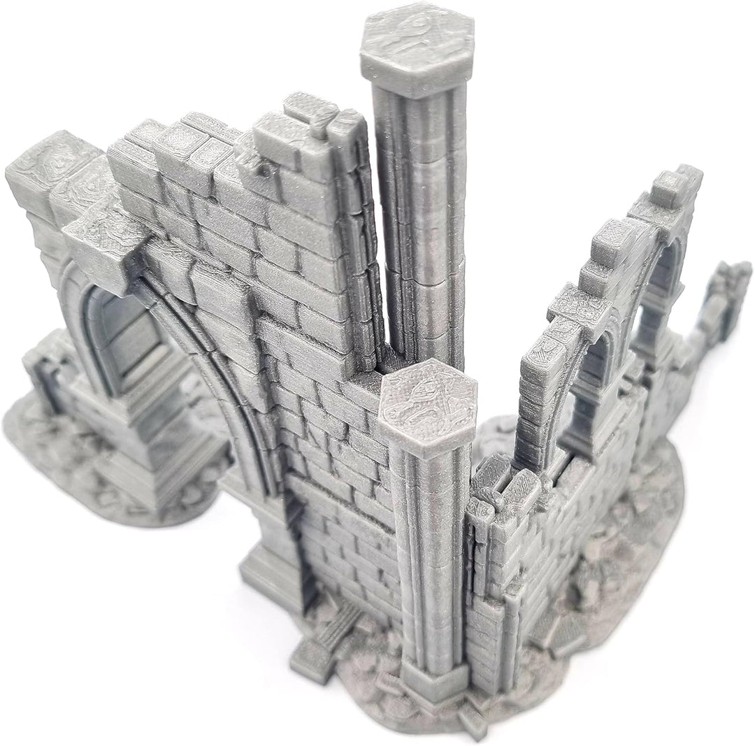 QP3D - Battle Ruined Building Wall, Terrain Scenery for Tabletop & RPG 28-32mm Miniatures Wargame Pr