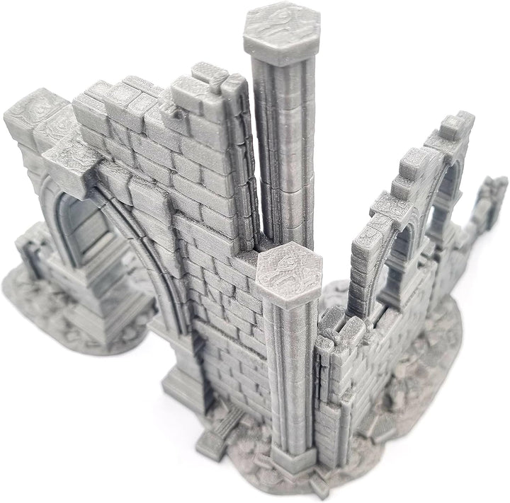 QP3D - Battle Ruined Building Wall, Terrain Scenery for Tabletop & RPG 28-32mm Miniatures Wargame Pr