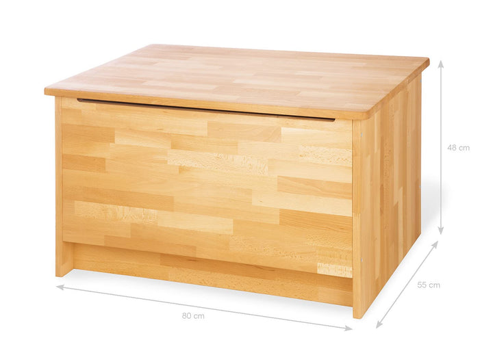 Pinolino Truhe, aus massivem Holz, Spielzeugkiste für Kinder, Deckel mit Klappendämpfer, Belastbarke