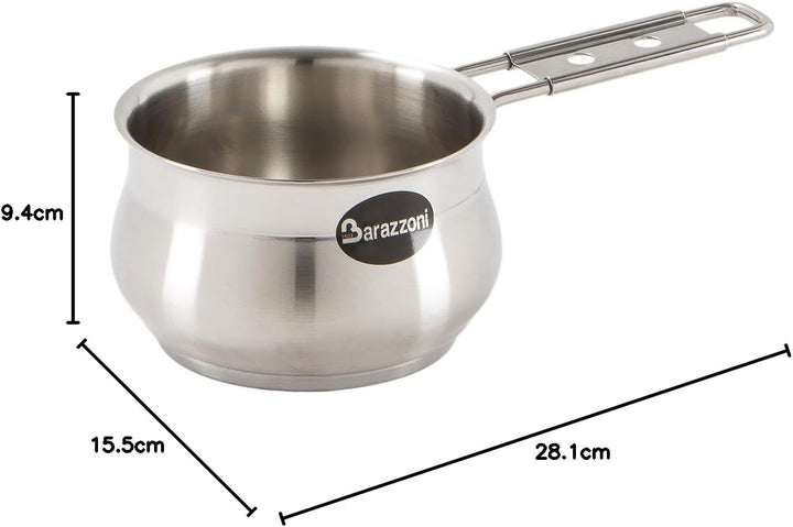 Barazzoni 001010014 Casseruola Manico Lungo, Diametro 14 cm, Linea Tummy in Acciaio, 18/10, 14 cm