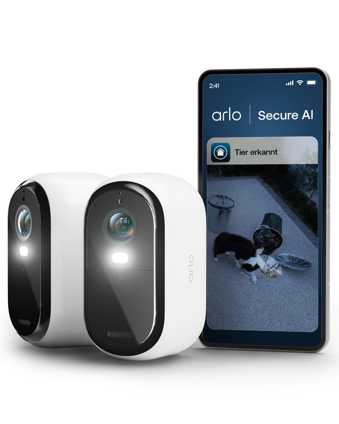 Arlo Essential 3 HD Akku Überwachungskamera Aussen WLAN, Kabellos, 1080p Video, Farbnachtsicht, Lich