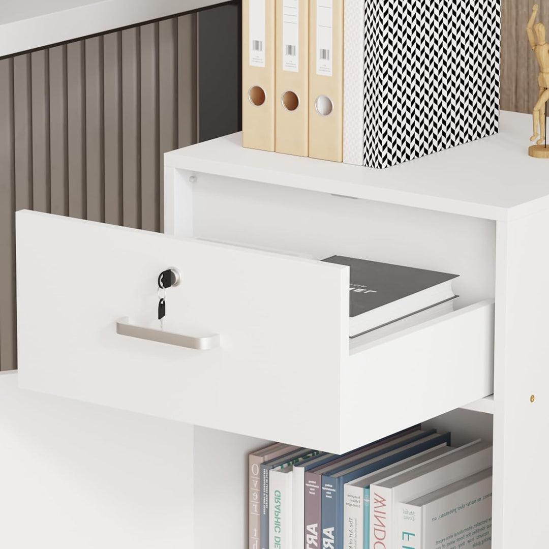 Büro Rollcontainer mit Schubladen abschliessbar, mobiler Aktenschrank mit Schloss für Homeoffice, pl