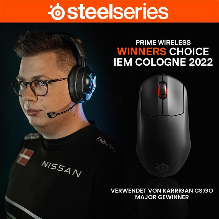 SteelSeries Prime Wireless - Esports Leistung Kabellose Gaming-Maus - 100 Stunden Akkulaufzeit - Tru