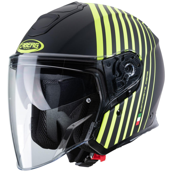 Caberg Unisex FLYON BAKARI Motorradhelm, Mattschwarz/leuchtendes Gelb, M