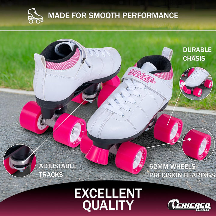 Chicago Bullet Damen Speed Rollschuh - Weiss UK 6 / EU 38,5, UK 6 / EU 38,5