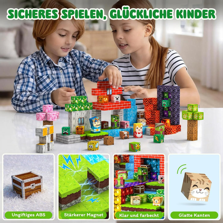 Crifeton Magnetische Bausteine 220 PCS 2CM, Montessori Spielzeug Magnete Kinder, Magnetische Bauwelt