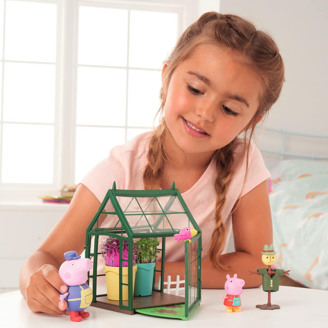 TOOMIES E73339 Tomy Spielzeugset. Peppa Wutz Gewächshaus für Kinder zum selber Pflanzen. Set inkl. G