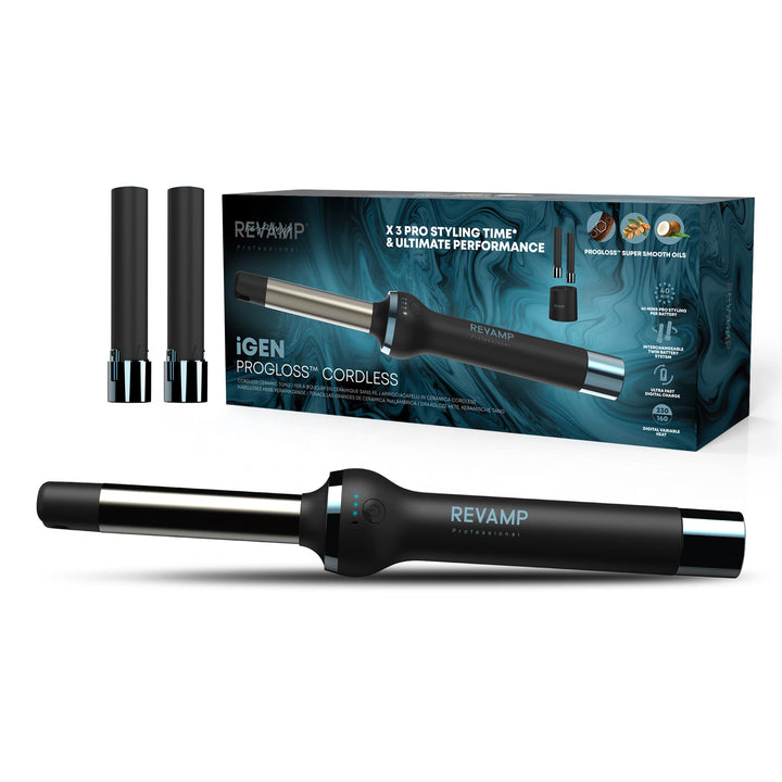 REVAMP iGen Progloss kabelloser Keramik-Lockenstab – Mühelos perfekte Locken, variable Temperaturein