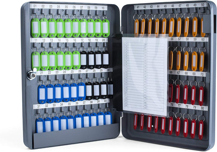 Pavo 8027057 Schlüssel-Kasten/Schrank, 80 Haken mit seitlichem Schlüsseleinwurf, dunkelgrau 80 Haken