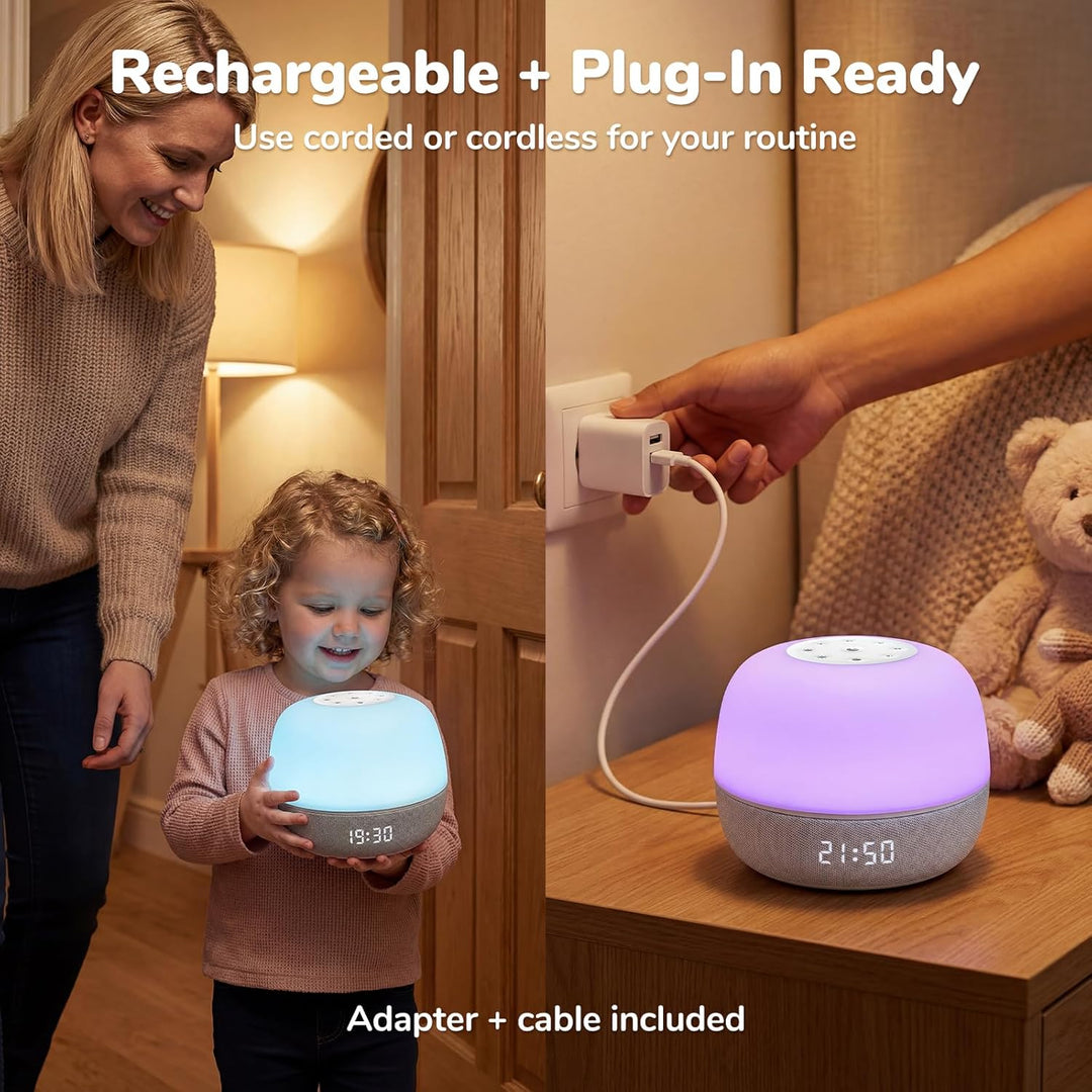 Mewaii White Noise Machine Baby, Nachtlicht Kinder Weisses Rauschen Baby mit kostenloser App, 360 RG