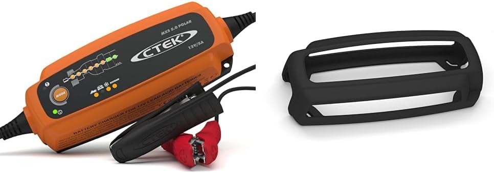 CTEK 5.0 Polar, Batterieladegerät 12V 5A,Für Extreme Kälte & Protect Bumper: Rutschfester Gummischut