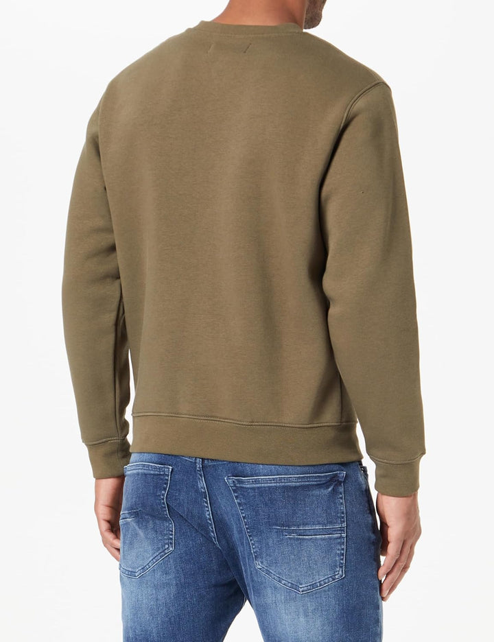 Replay Herren Sweatshirt mit Logo ohne Kapuze S Dark Olive 928, S Dark Olive 928