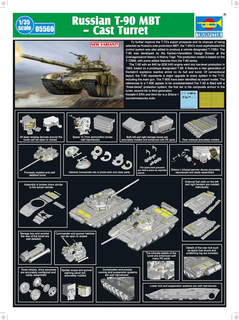 Trumpeter 05560 Modellbausatz Russian T-90A MBT - Cast Turret