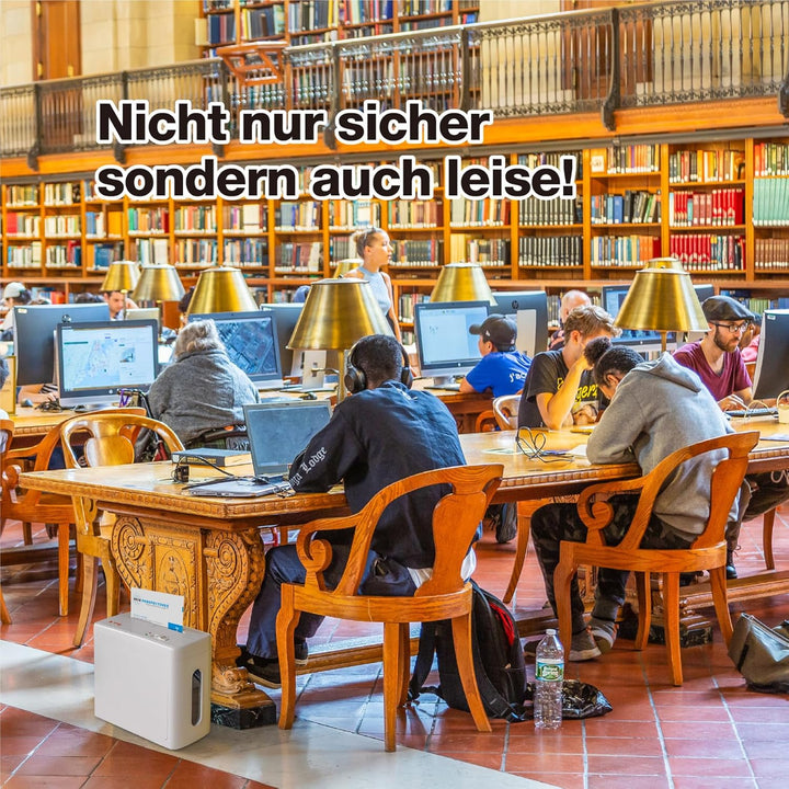 Peach Aktenvernichter SuperSilent inkl. Ölpapier | ~40dB leise | 6 Blatt | 9L/50 Blatt | 4 x 38 mm P