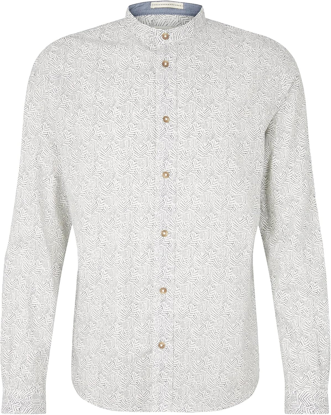 TOM TAILOR Herren Hemd mit Stehkragen aus Leinen XXL 31281 - Offwhite Leaf Structure Design, XXL 312