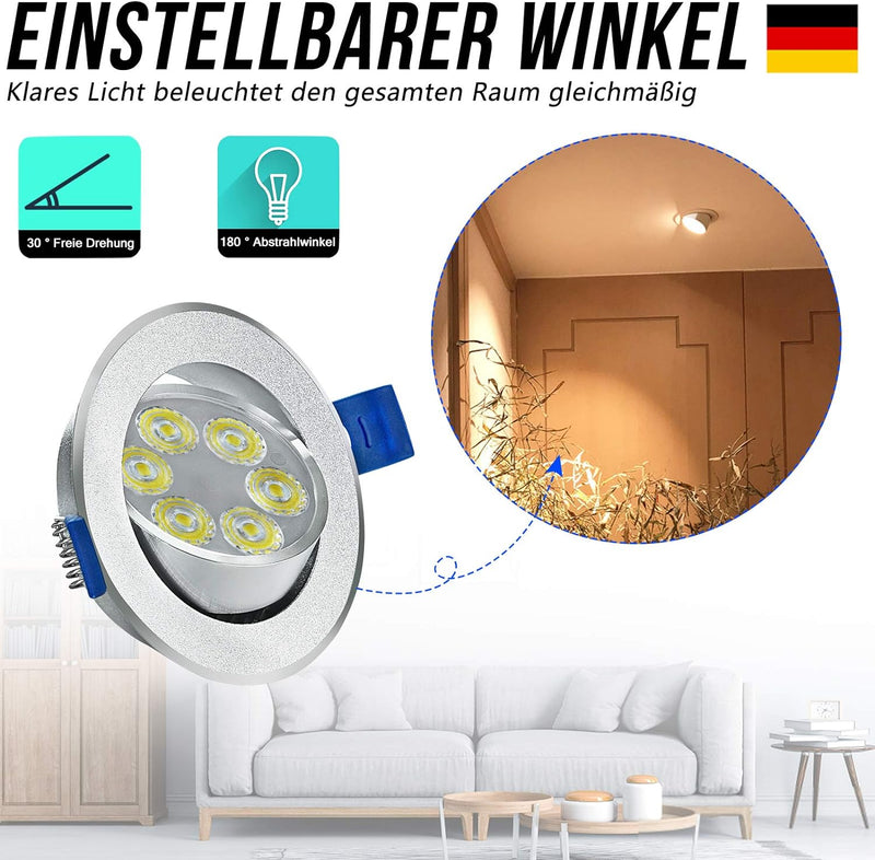 AufuN 20 x 3W LED Einbauleuchte Schwenkbar Warmweiss LED Deckenspot LED Einbauspot LED Spot Einbaule