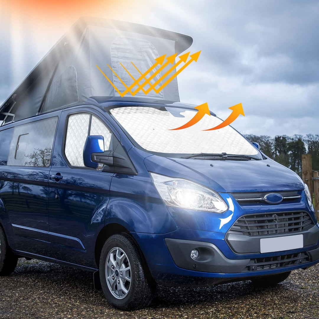 Thermomatte Fahrerhaus Innen für Ford Transit Custom, 5 STK Wasserdicht UV-Proof Sonnenschutz Auto F