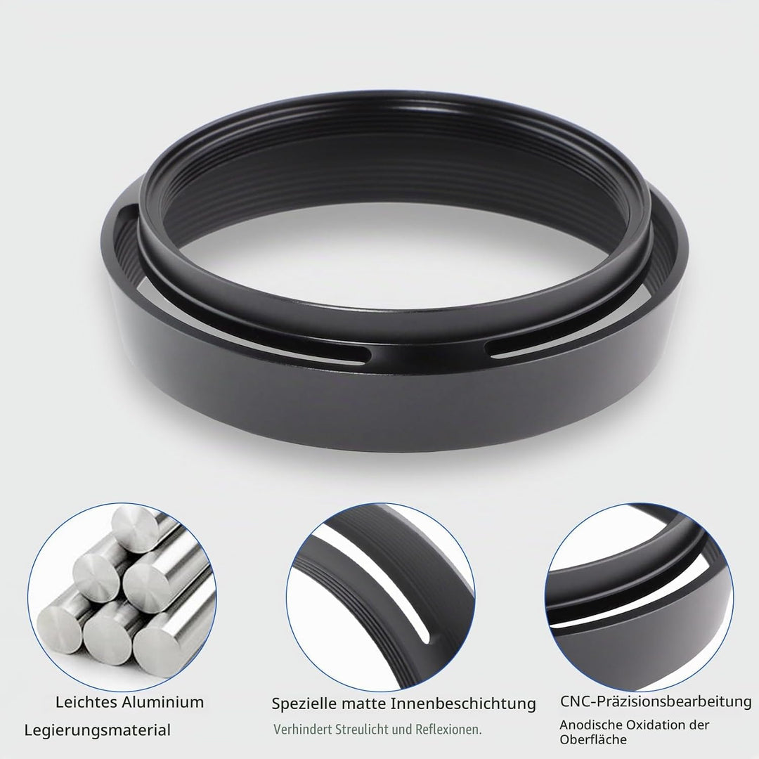 Haoge LH-LQ Gegenlichtblende aus Metall mit Deckel für Leica Q Q2 Q-P QP Typ 116 Typ116 Kamera schwa